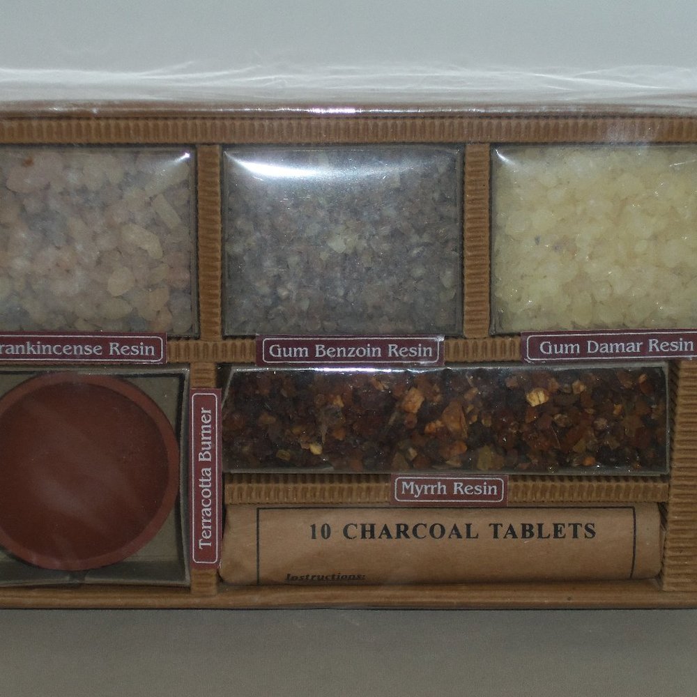Auroshikha Resin Incense Set Burner Charcoal Frankincense Myrrh Benzoin Damar